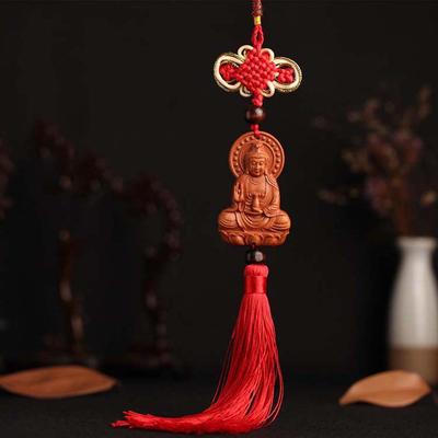 Key Chain Peach Wood Art Sculpture Car Ornaments Car Pendant Guanyin Pendant Interior Accessories