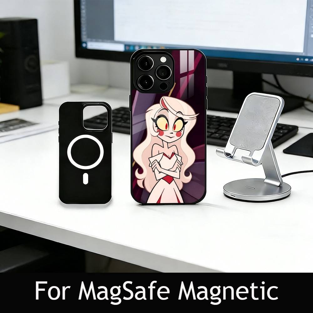 H-Hazbin C-Charlie Phone Case For iPhone17,16,15,14,13,12,11 Plus,Pro Magnetic with Magsafe Wireless Charging