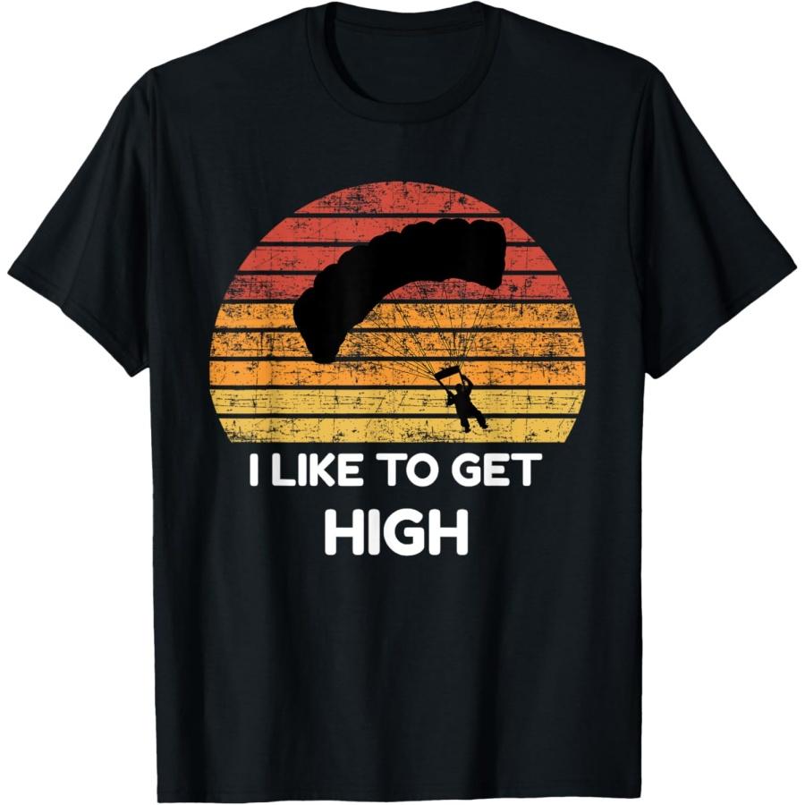 

I Like To Get High Jump Parachute Skydiving T-Shirt XXXXXL чорний