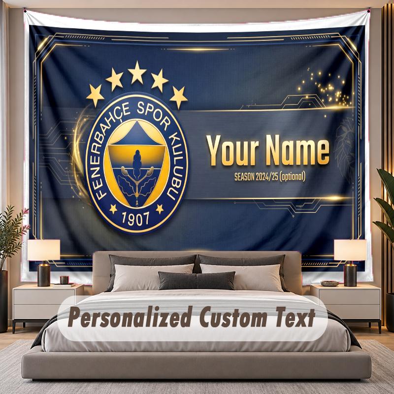 Custom Name Text Tapestry Fenerbahçe FC Personalized Polyester Wall Tapestry For Bedroom And Room