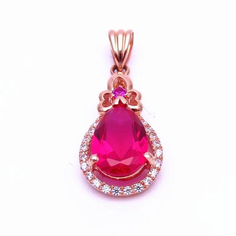 

Изысканный русский 585 Пурпурное Золото Темперамент Ins Холодный Стиль Цвет Позолоченное Розовое Золото Мода Капля Воды Красный Камень Подвеска