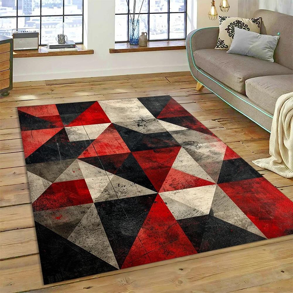 3D Bohémský Abstraktní Moderní Umění Geometrie 27 Styl Nový Koberec pro Obývací Pokoj Ložnici Domácí Dekorace Pohovky, Protiskluzová Podložka na Podlahu