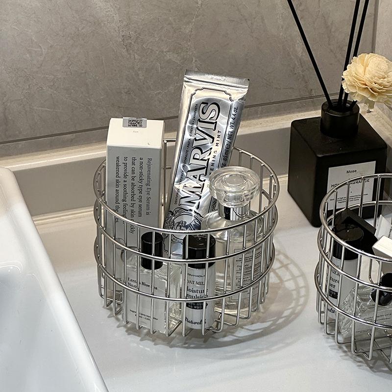 Iron Cosmetic Organizer Makeup Storage Box Luxury Desktop Small Sundries Storage Bucket Office Workstation Pen Holder Organizer