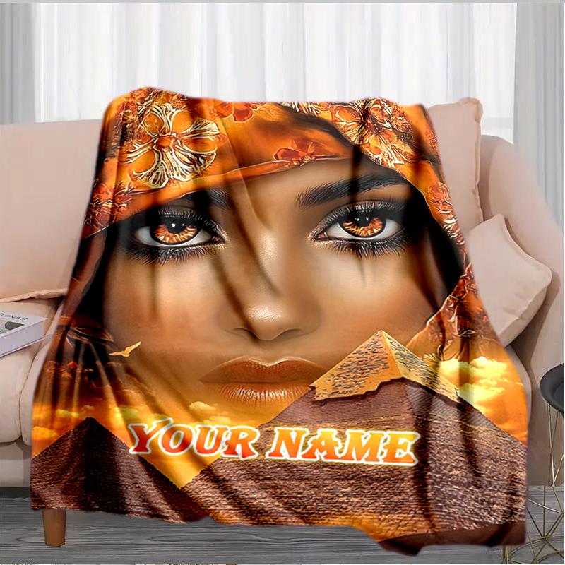 1PC Custom Name "Golden Desert Dreams" flannel blanket versatile,all-season throw suitable for the living room,bedroom,camping,travel,and gift