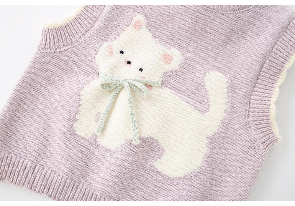 2026 Girls' Knit Vest, Ages 1-5: Princess Cardigan Sweater, Stylish Spring & Autumn Outfit.
