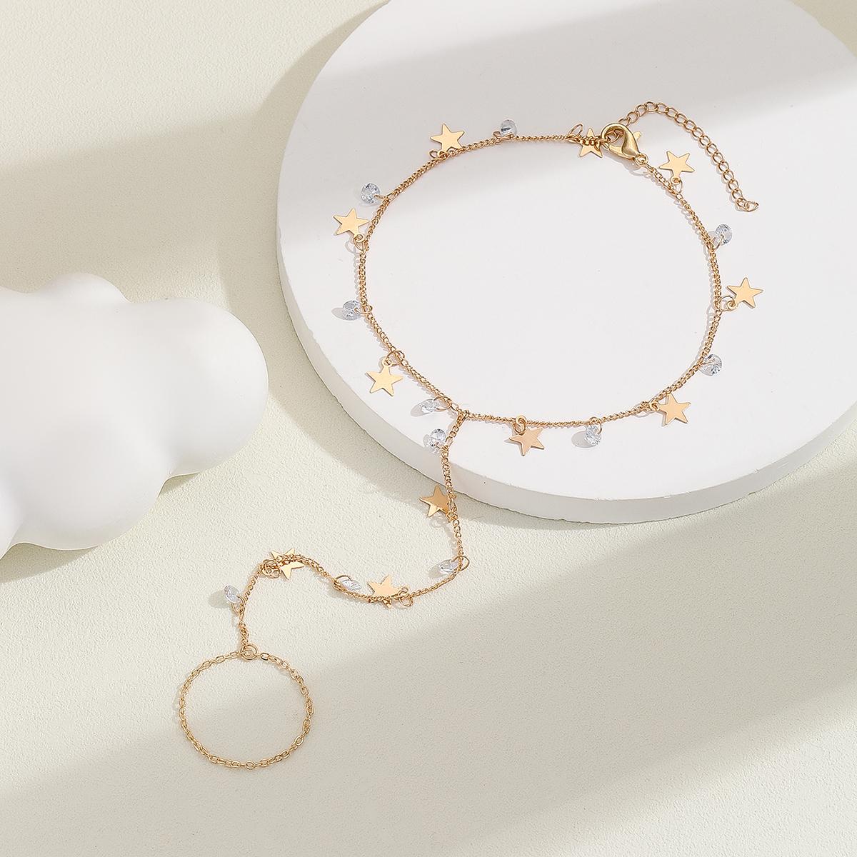 

Kinitial Exquisite and fashionable laser plated palm chain, popular star piece and bright stone bracelet anniversary gifts