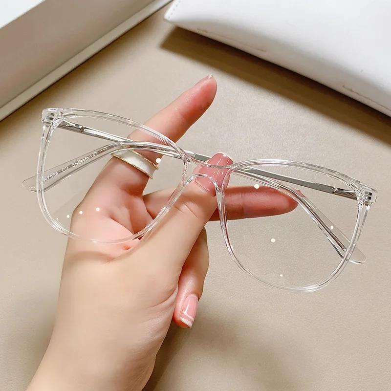 Big Frame Women's Cat Eye Anti-Blue Light Glasses Frame Fashion Tr90 Computer Transparent Glasses Frame Lentes De Sol Mujer