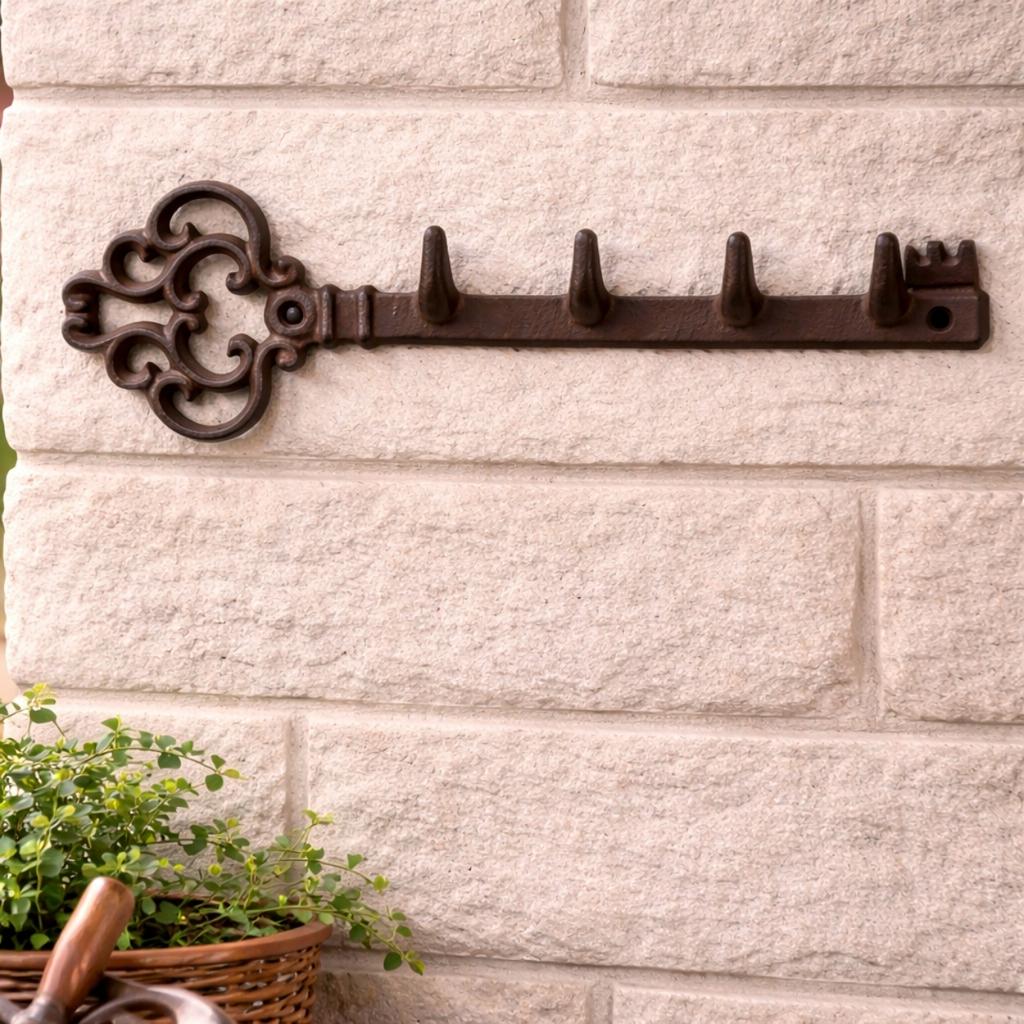 Gusseisen Schlüsselhaken mit 4 Haken 29,3 cm