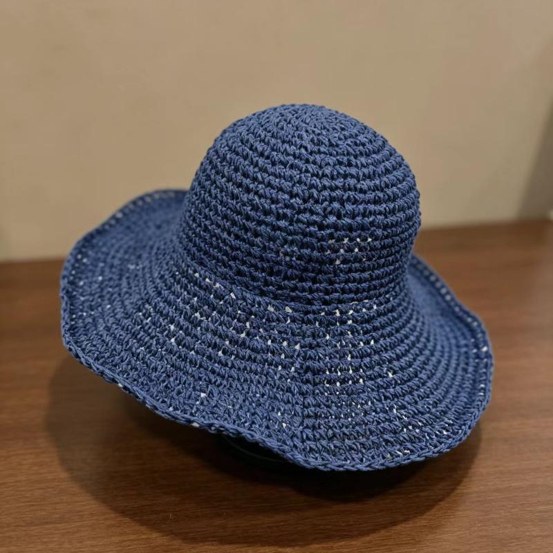 Damen Handgeflochtener Stroh-Sonnenhut Faltbar Große Breite Krempe Atmungsaktiv Häkel-Strandhut Für Sommer Outdoor Reisen Und Lässige Tägliche Kleidung