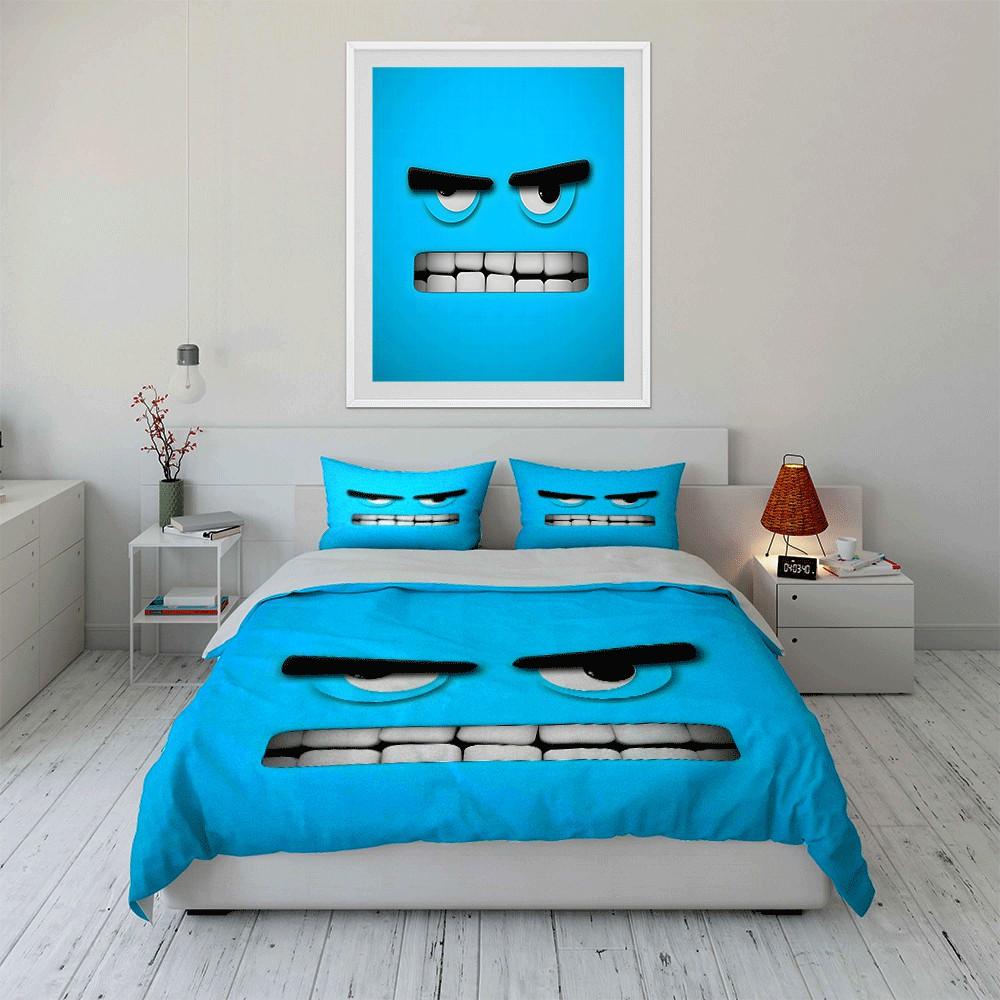 Blue Three-Piece Set For Decoration Exquisite Three-Piece Bedding Set Gift For Kids And Adults