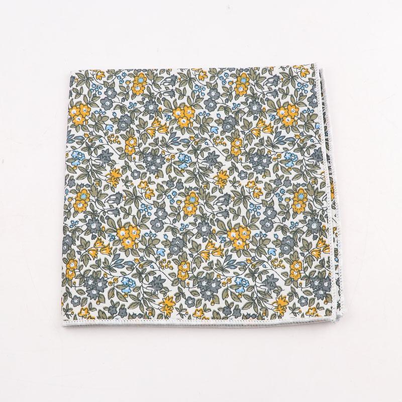 25cm Vintage Floral Cartoon Printed Handkerchief Cotton Women Men Wedding Suits Pocket Square Adult Gift Accessory High Quality