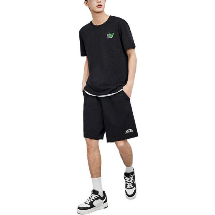 Anta T Shirt Unisex Basic Black Small Letter 972428108-2