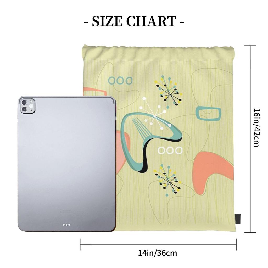 Retro Eames-Era Atomic Inspired Geometry Pattern Backpacks Multi-function Drawstring Bags Sports Bag Book Bags for Travel School