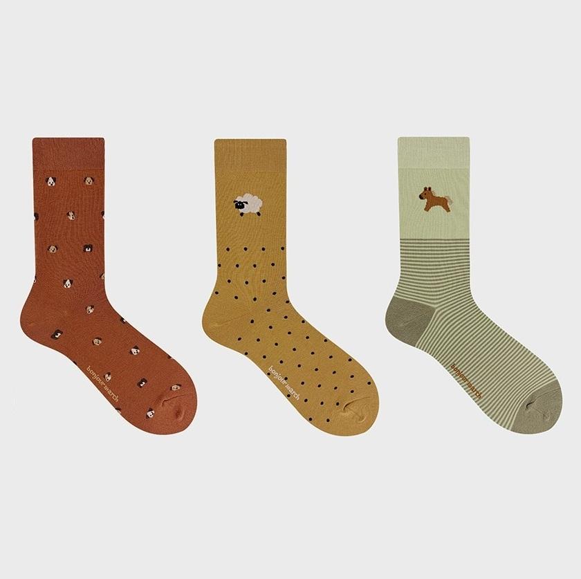 [BonjourMarch] 26SS Men’s Animal Pattern Socks - 3 Pair Set (Gift Packaging Included)
