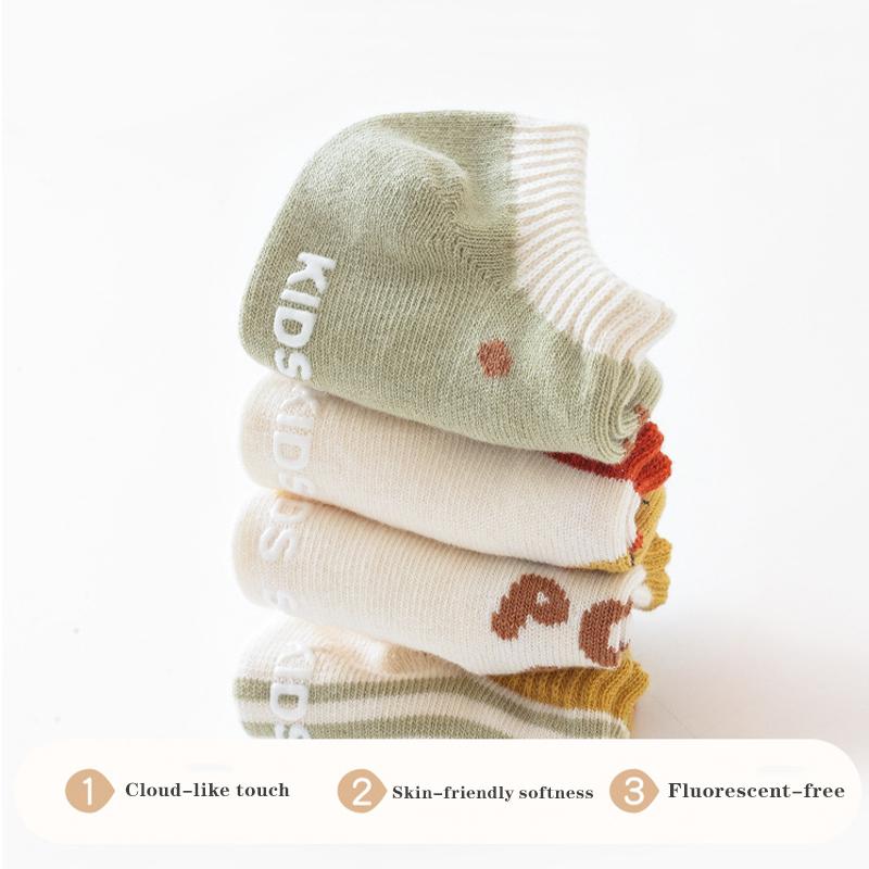 4 Pairs/Set Summer Children'S Boat Socks Non-Slip Cartoon Baby Floor Socks Thin Mesh Coton Kids Socks For Boys And Girls