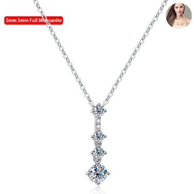 Real D Color 1.2mm 3mm 5mm Full Moissanite Pendant Necklace For Women 100% S925 Sterling Silver Plate Pt950 Jewelry