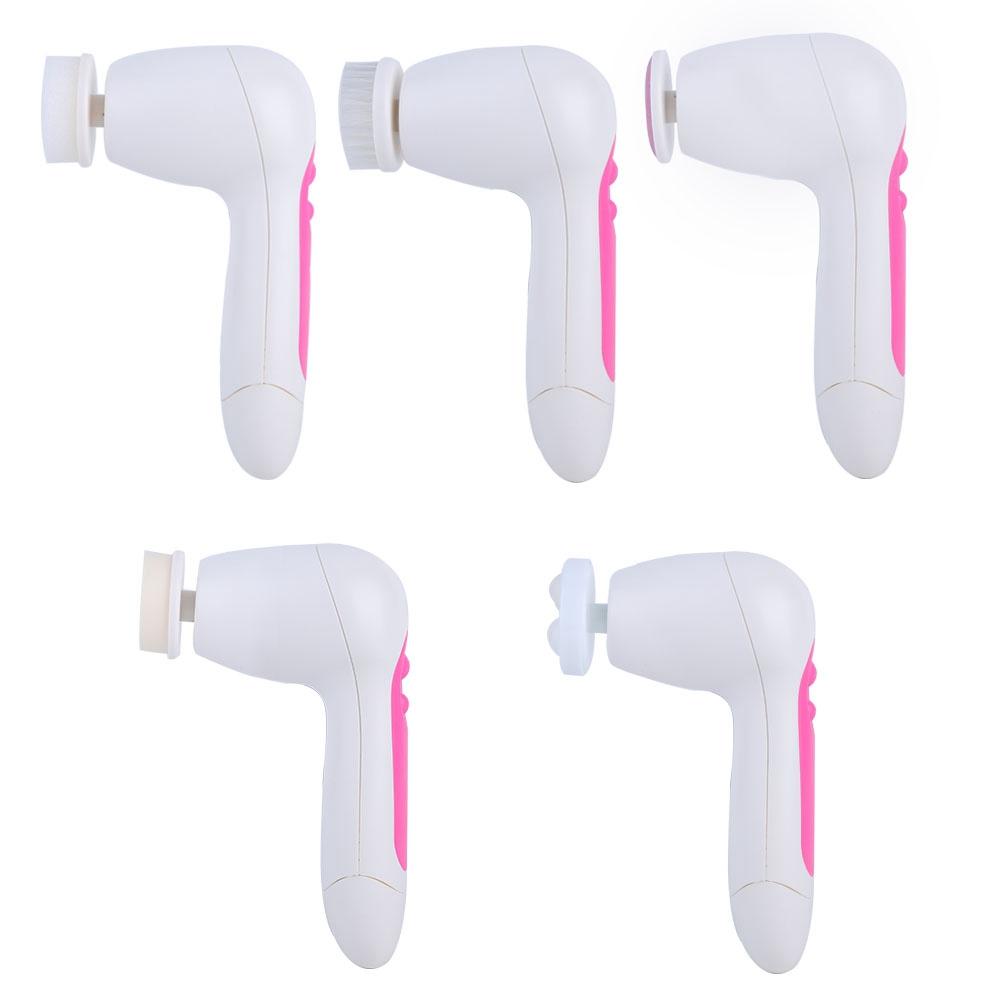 5 In 1 Multifunctional Electric Face Cleansing Instrument Pore Cleaner Brush Massager (Pink)