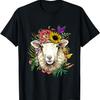 Floral Sheep Shirt Lamb Farm Animal Face Farmer Sheep Lover T-Shirt