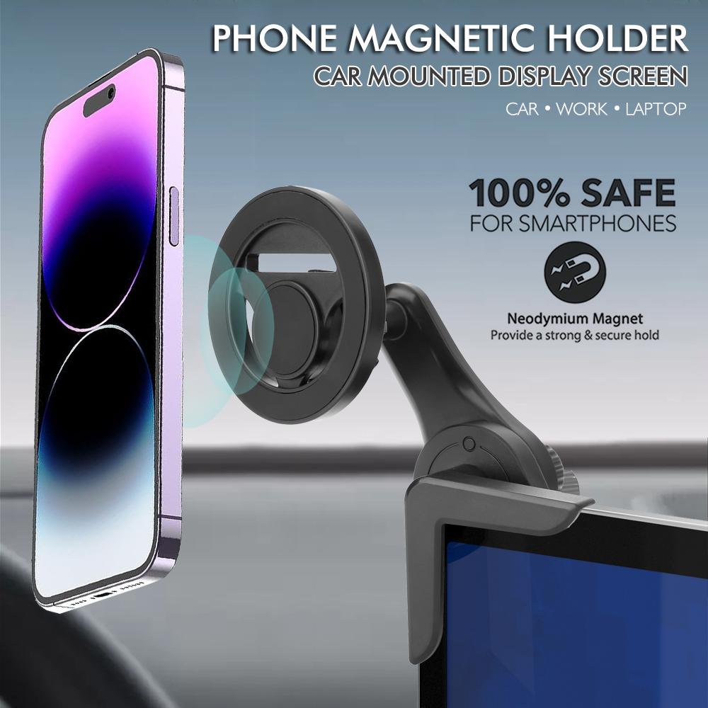 Magnetic Car Mounted Display Screen Phone Holder 360 Degree Freely Rotation Foldable Mount Usded for Car Electric Vehicle