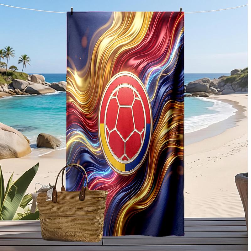 Colombia Football Print Beach Towel Quick Dry Super Absorbent Soft Bath Towel for Swimming Beach Travel Fan Souvenir Gift