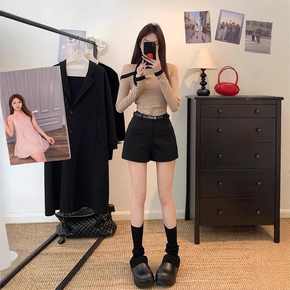 Korean Spicy Girl Spring 2025 High-Waist A-Line Casual Shorts for Women