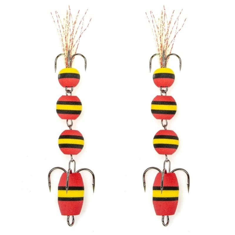 2pcs Light Weight Foam Baits Soft Fishing Baits High Density Foam Swim Baits with 2 Hook Fishing Tackle Foam Lures