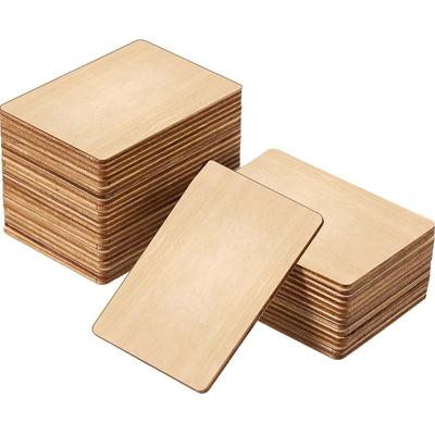 50 Pieces Unfinished Square Wood Slices Blank 3.5 X 2.3 Inches Rectangle Chips For Painting DIY Craft Decoration