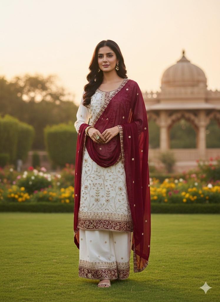 Heavy Faux Georgette Paksiatni Salwar Kameez Indian Party Wear  Palazzo Suit