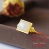 925 Sterling Silber Schmuck 24 Karat Vergoldet Natürliche Quadratische Jade Fingerringe für Damen Hochzeitsfeier Schmuck Geschenk für Freundin