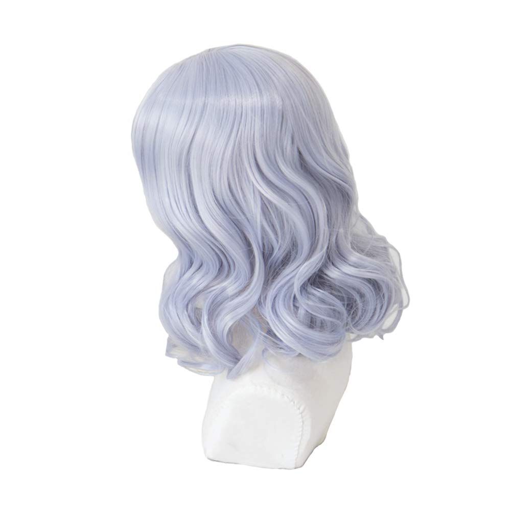 Cosplay Short Curly Bonus 3 and Memo Pad Heat-Resistant Wig, "Second Castle," Blue-Mauve, Hair, + Items Net, Hairpins, (Gray)