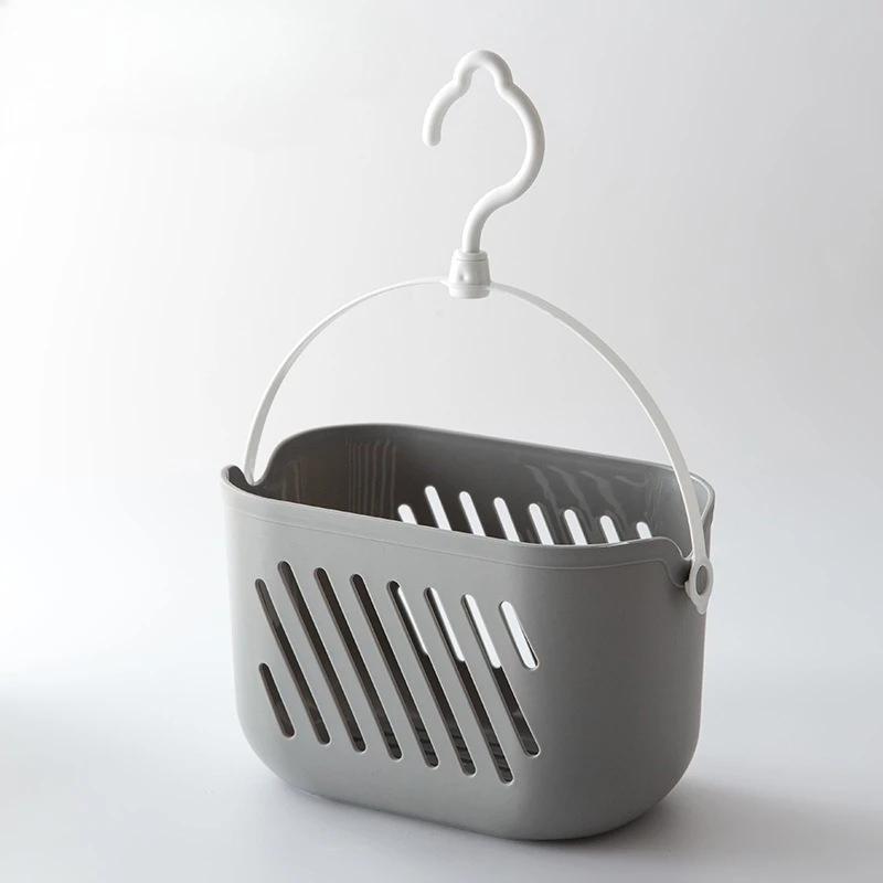 Plastic Hanging Storage Basket with Hook Open Bath Basket Home Supplies Drain Organizer Boxes Bathroom Kitchen Storage Supplies