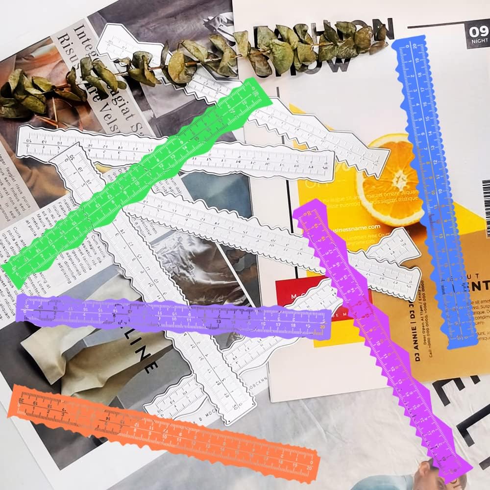 5 PCS Metal Die Cuts Irregular Edges Ruler, AIFUDA 8.4 Inches Craft Tear Rulers Embossing Stencils Paper Tearing Rulers for Scrapbooking Craft Decor