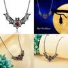 Vampire Inspired Hollow Bat Necklace With Faux Ruby Alloy Chain Halloween For