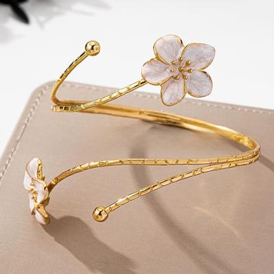 Oil-Dripping Open Cuff Bracelets Adjustable Floral Cuff Bracelet Open Arm Bracelets  Party Jewelry