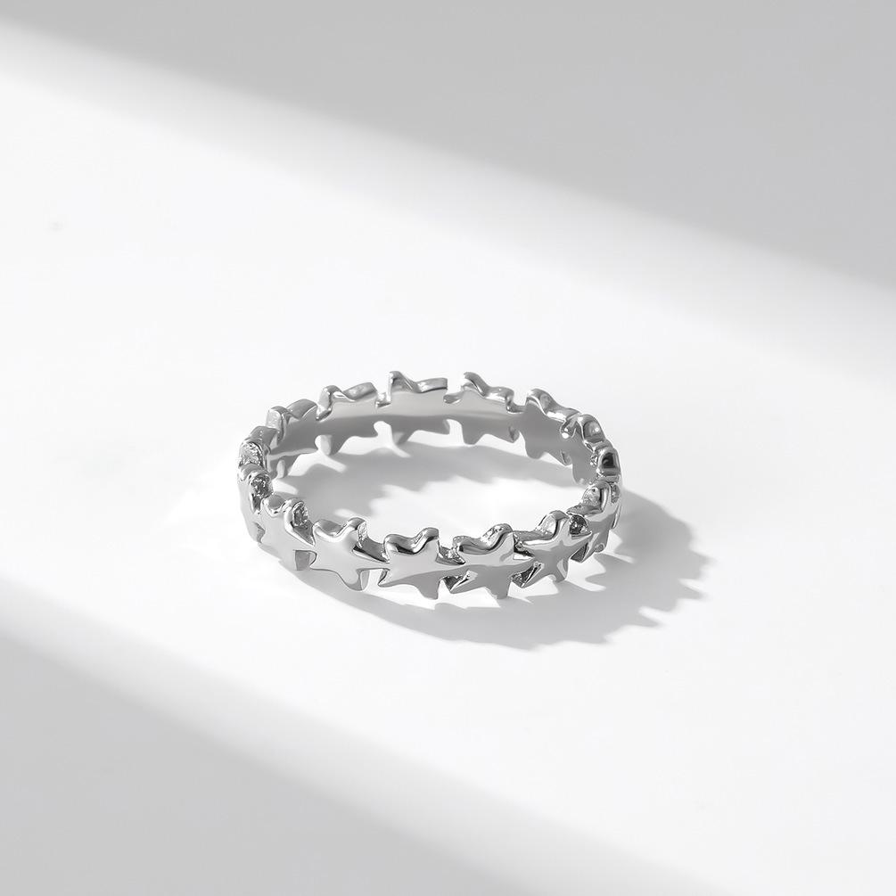 Stackable Titanium Steel Star Ring: Women's Unique Pinky Hand Jewelry