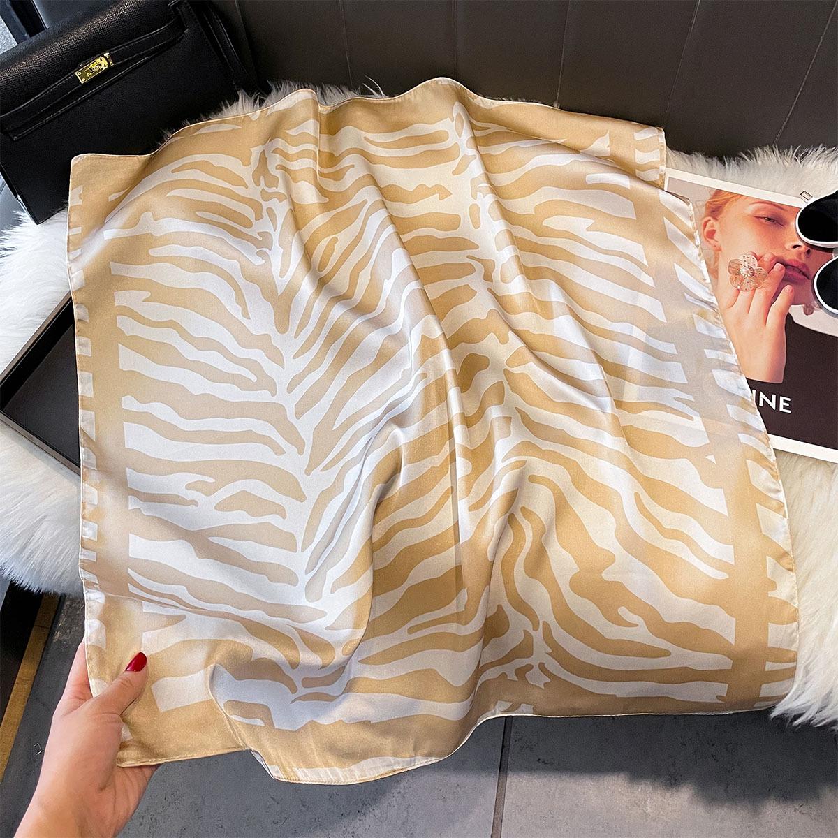 

70*70cm Stripe Print Silk Square Scarf for Women Men Headscarf Soft Satin Neck Tie New Hijab Female Neckerchief Foulard Bandana 70x70cm
