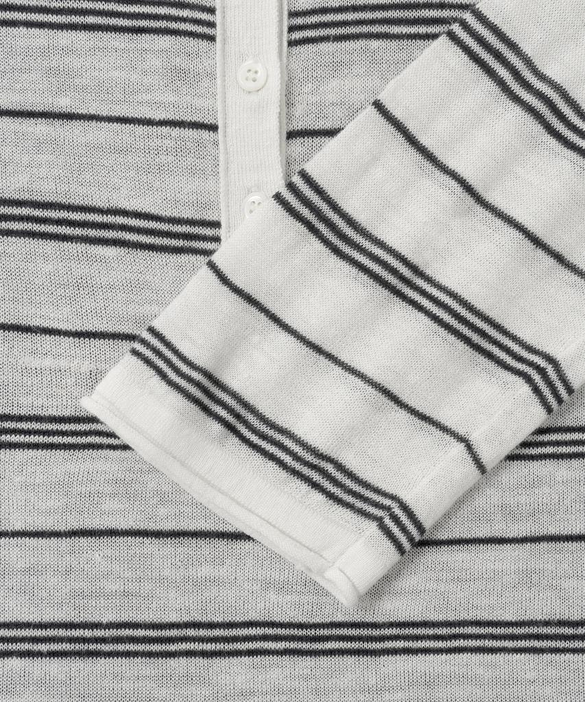 BASIKA Striped Layered Henley Neck Knit (White)