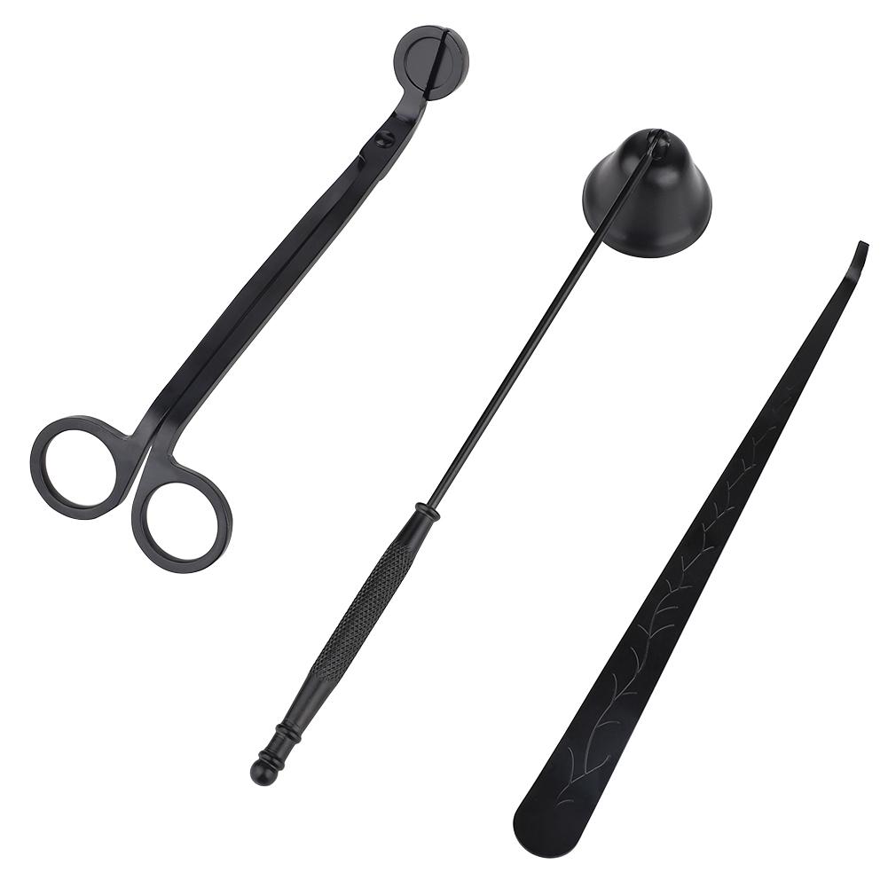 3 Pcs Set Aromatherapy Candle Tools Candle Trimmer Snuffer Hook for Home Decoration Black