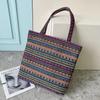 Canvas Embroidered Owl Tote Bag With Zipper Closure For Daily Use