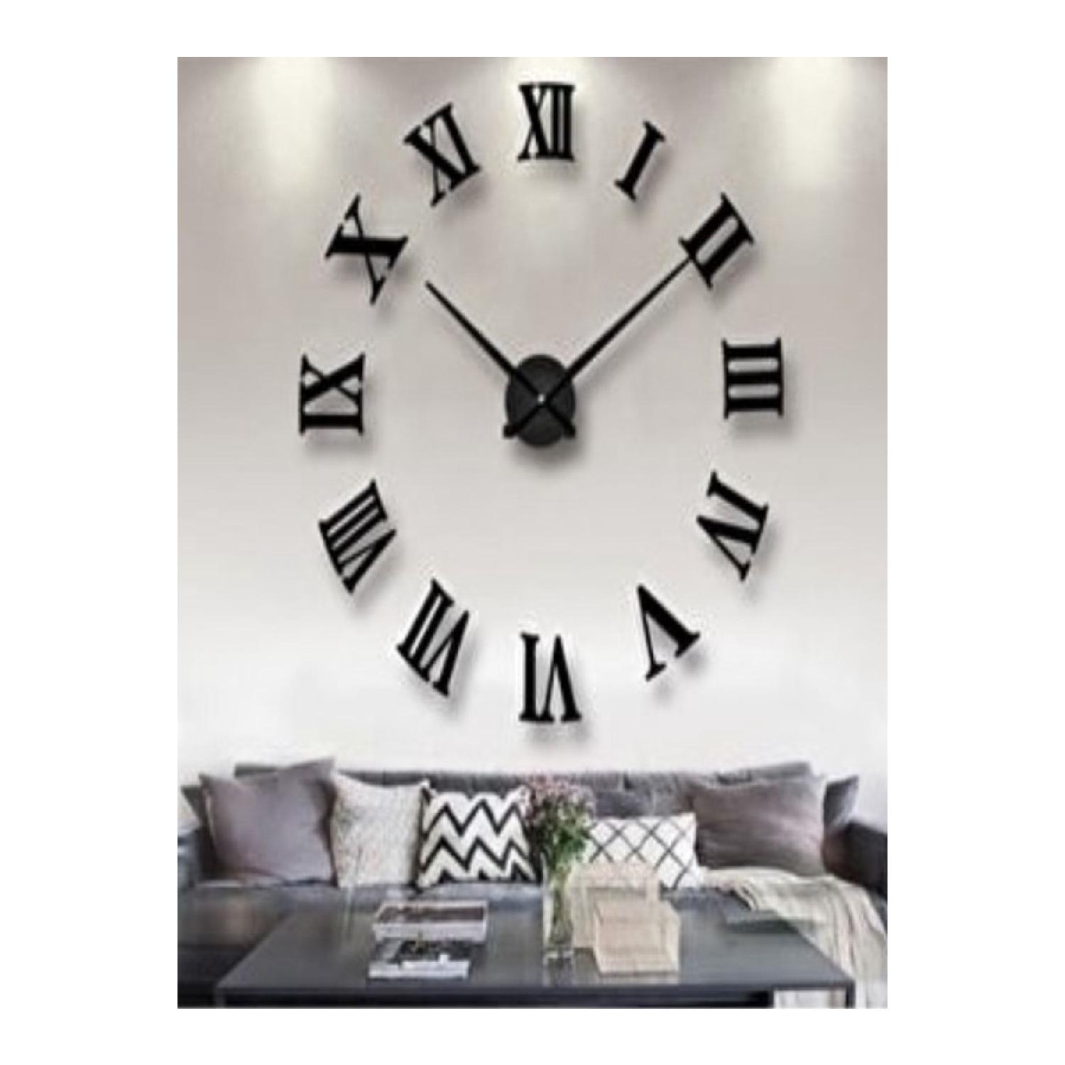 

3d черные римские цифры декоративные большие настенные часы деревянные настенные часы