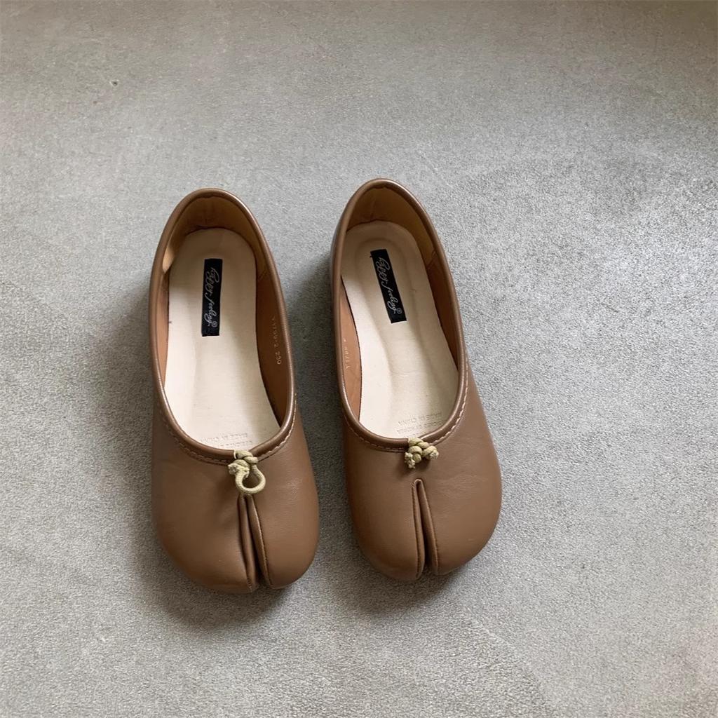 Schuhe Damen Sommer vielseitig Tide Zehenspitze flache Schuhe Retro Karomuster leichter Ausschnitt Schweinsfüße einzelne Schuhe Schafsfüße beladene Schuhe