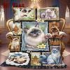Cat Portraits 2D Flat Pattern Flannel Blanket, High quality All Seasons, Home Decor, Warmth and Comfort, Perfect for Christmas Gifts.