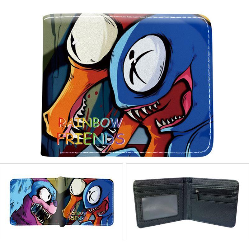 Cute Roblox Rainbow Friends Cartoon Print Bifold Wallet With Zipper Coin Bag
