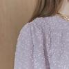 MAXZA Emblem Embroidery Puff Sleeve Tweed T shirT zc10qT602on