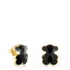 [TOUS] 18K Gold Vermeil Silver Icon Color Onyx Bear 16mm Earrings 1004291300