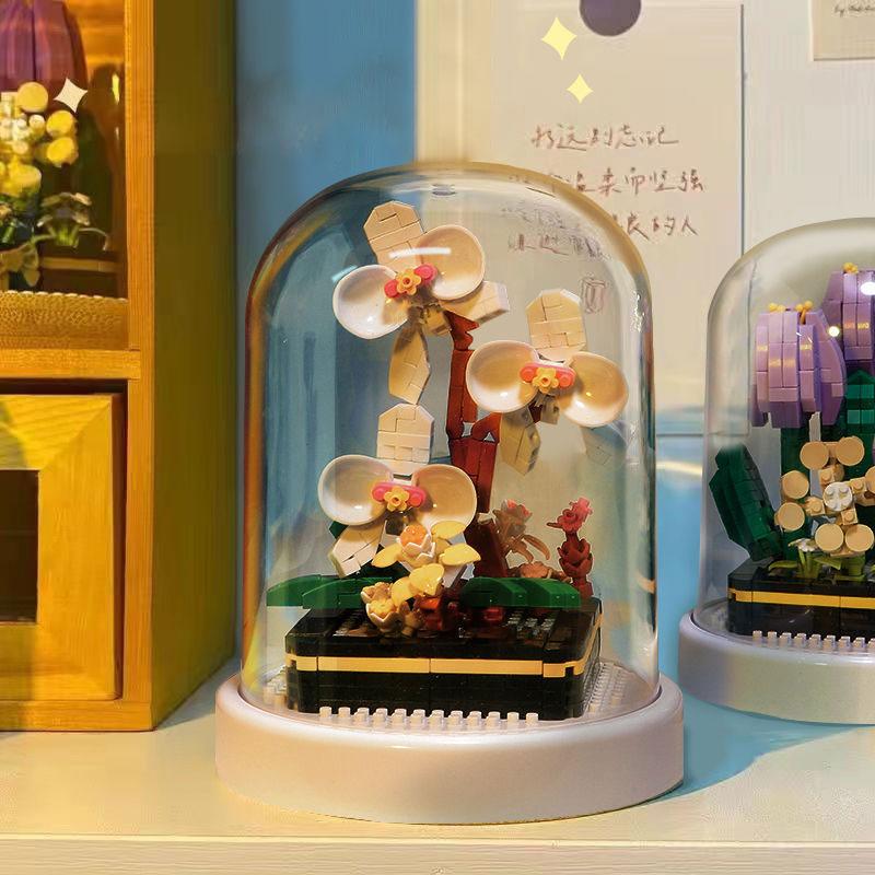 Eternal Flower Bouquet Bonsai Potted Plant Micro Building Blocks Model Home Decoration Puzzle Toys Kids Birthday Christmas Gifts