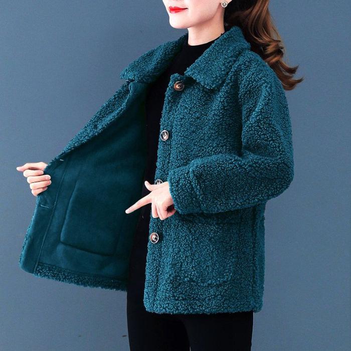 

Cozy Lamb Wool-Style Coat for Mothers: Warm, Thick Velvet Top for Middle-Aged & Elderly Women M (under 100 jin) озеро синий