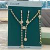 4PC Women's Fashion Flower Geometric Necklace Earrings Bracelet Jewelry Set Suitable for Wedding, Party, Festival Gifts-8510