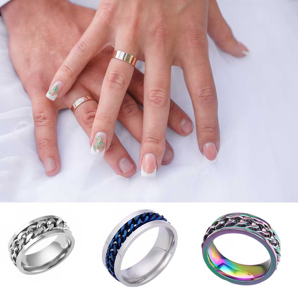 Women Men Ring Metal Simple Fashion Casual Party Hand Jewelry Clothing Craft Decoration Pendant Girlfriend Gift