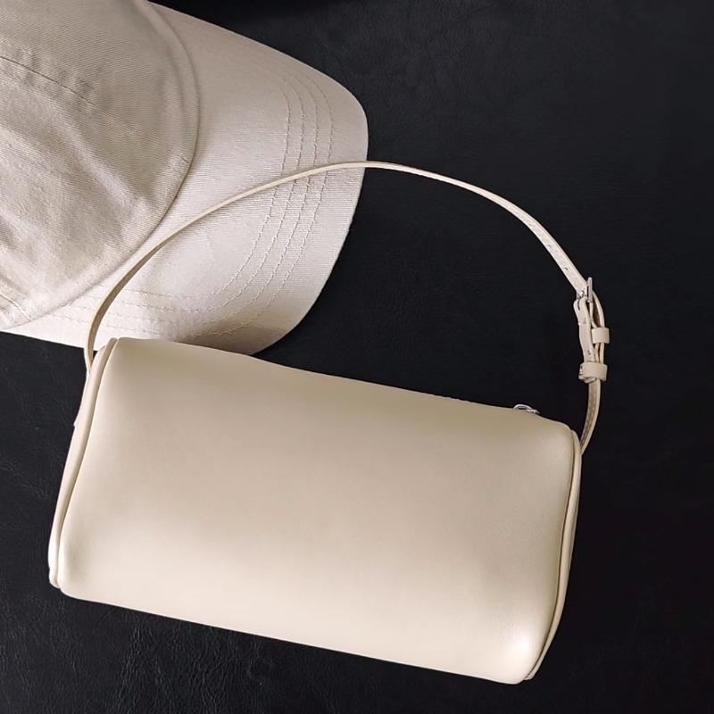 Fashi Mini Small Grained Calfskin Cowhide Handbag for Women Real Leather with Shoulder Strap Barrel-shaped Crossbody Purses